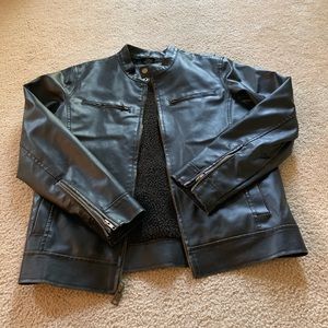 Men’s faux leather bomber jacket